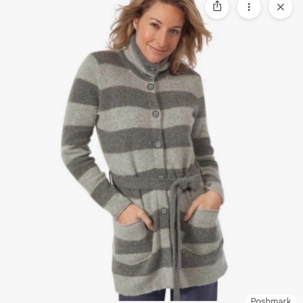 Horny Toad Women's Gray Striped Cardigan